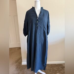 Francesca bettini Navy Blue linen Dress made in Italy sz l